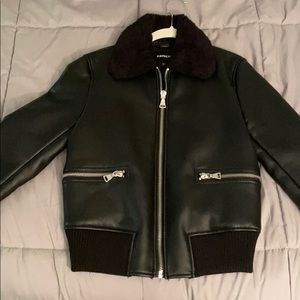 Leather jacket with fuzzy inside